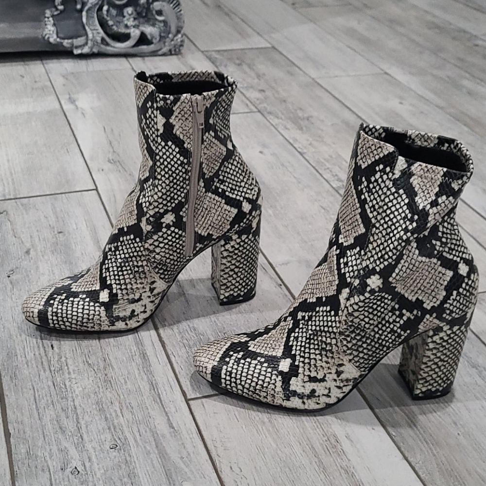 Snake print ankle boot